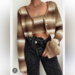 Matching Crop Sweater Tank and Cardigan Set